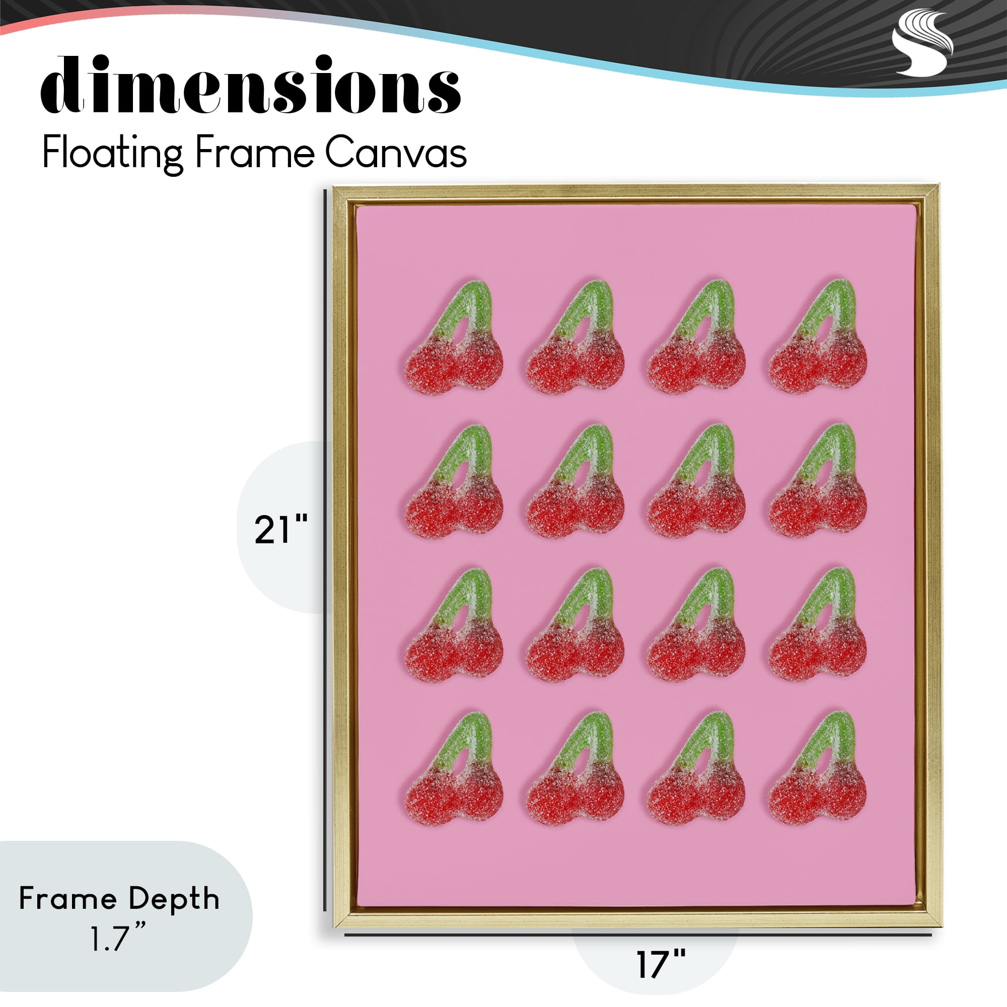 Stupell Industries Cherry Candy Pattern Gold Framed Floater Canvas Wall Art, design by LISH Creative