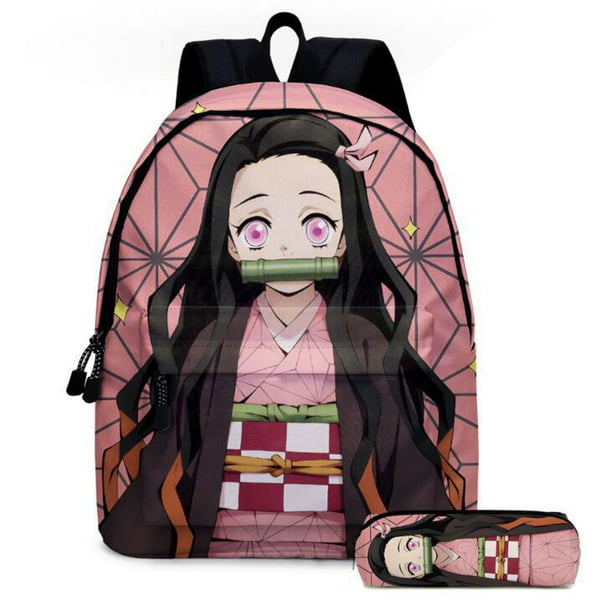 Nezuko Anime Ghost Killer Blade Schoolgirl Schoolbag Anime Backpack Pen  Case 