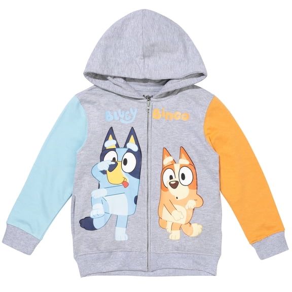 Bluey Toddler Boys' Fleece Zip-Up Hoodie Bingo Grey
