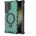 thumbnail image 2 of Case for Galaxy S24 Ultra,Grating Antiskid [Built-in Kickstand] Magnetic Rotate Ring Holder Heavy Duty TPU+PC Shockproof Protect Phone Case for Samsung Galaxy S24 Ultra 5G,6.8 Inch 2024 (Green), 2 of 11