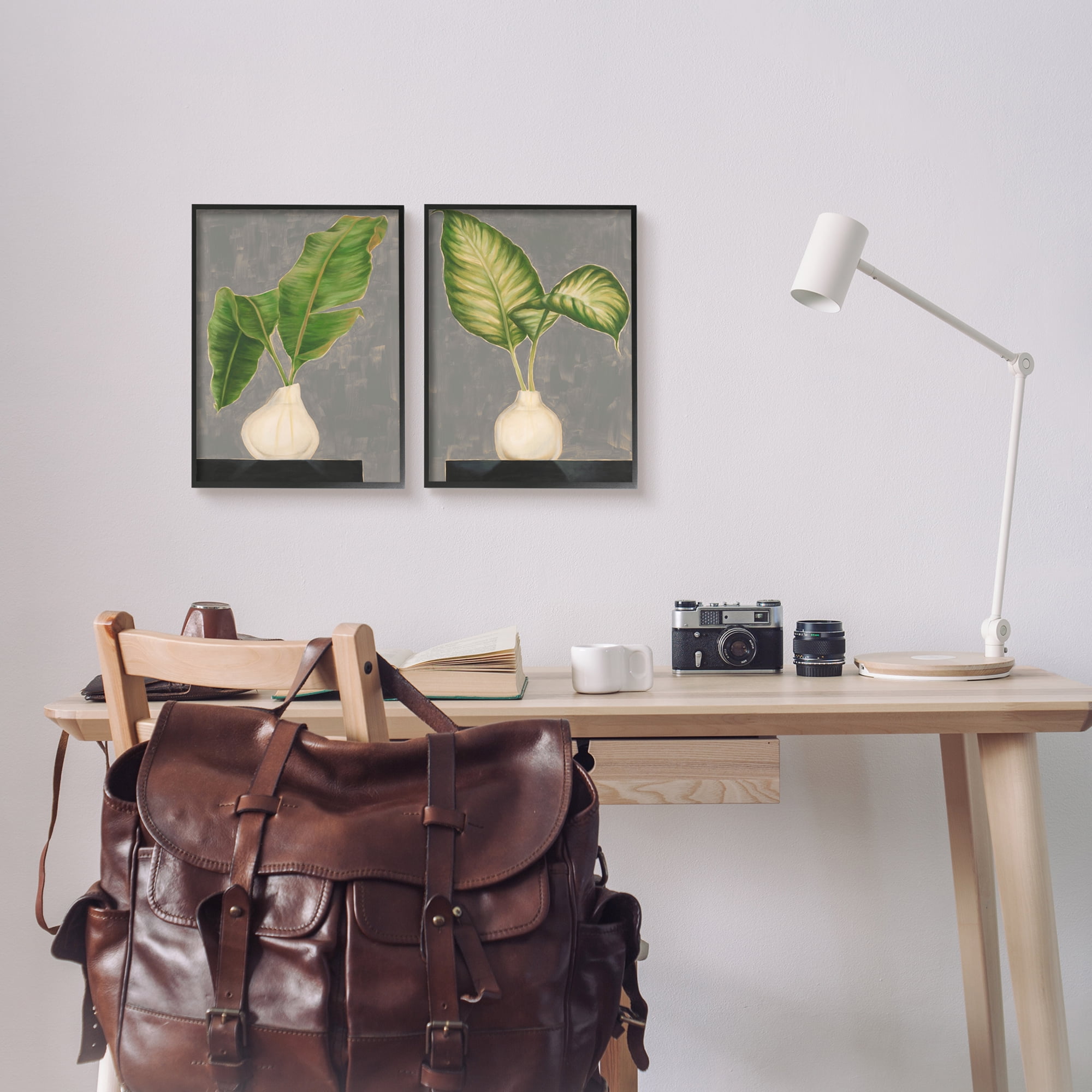 Stupell Indtries Large Palm Leaf Potted Plants Interior Still Life,11 x 14,Design by Jennifer Goldberger&nbsp;