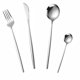 thumbnail image 1 of Juego de vajilla de 4 piezas, utensilios de cocina pulidos con espejo con tenedor, cuchillo para carne, cuchara para cena y cuchara de té (plateado), 1 of 5