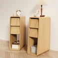 thumbnail image 5 of Lisicues Narrow Nightstand 2 Drawers with Open Shelf, Mid Century Modern Nightstands End Table, 2-Pack, Natural, 5 of 8