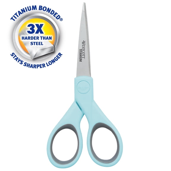 Westcott 5-Inch Titanium Bonded Micro-Tip Crafting Scissors, Light Blue