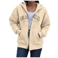 thumbnail image 7 of Godom Women Zip Up Hooded Sweatshirt Ladies Letter Print Long Sleeve Casual Loose Lightweight Jacket wih Pockets, 7 of 7