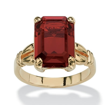 PalmBeach Jewelry - Emerald-Cut Birthstone Ring in 14k Gold-Plated ...