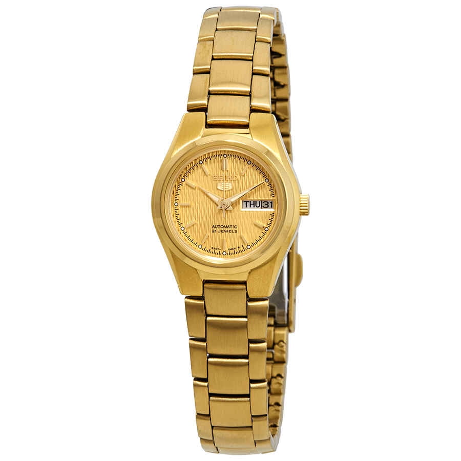 Seiko Women's Series 5 Automatic Gold Dial Watch SYMC18