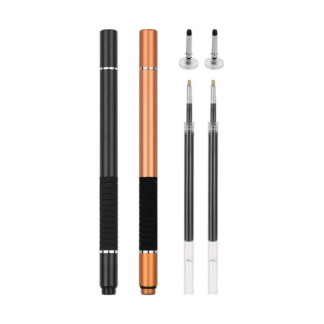 2 in 1 Stylus Pen with Refill and Disc Capacitive Touchscreen Stylus Pen For Cellphone Tablet Pack of 2pcs Gold/Gold