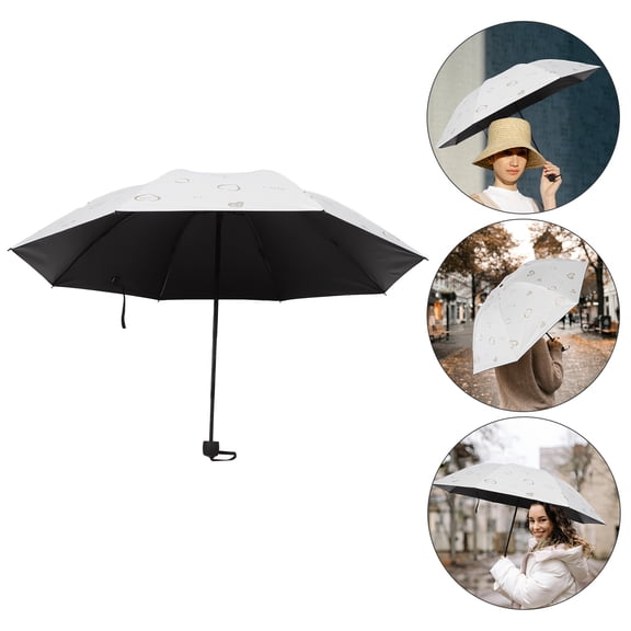 Tineasur Sturdy Compact Travel Umbrella White Uv Protection Lightweight for Sun and Rain