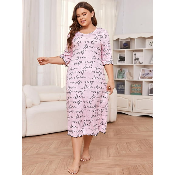Women's Plus Size Nightgown Dress Short Sleeve Soft Oversize Sleepwear Nightshirts Homewear