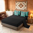 thumbnail image 4 of Manfei Southwest Tribal Queen Bedding, Geometric Aztec Bedding Comforter Set Queen, Turquoise Black Cream, Black Reversible 7pcs, 4 of 6