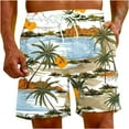 thumbnail image 2 of Aloohaidyvio George Mens Hawaiian Beach Surf Pants With Pockets Quick Dry Athletic Drawstring Shorts, 2 of 5