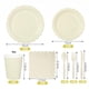 thumbnail image 3 of Juego de vajilla beige para 25 invitados | Platos, vasos, servilletas, cubiertos desechables | Materiales elegantes de papel ondulado para bodas, cumpleaños, despedida de soltera, decoración de, 3 of 6