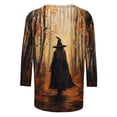 thumbnail image 5 of Yuncity Womens Graphic T Shirts Halloween 3/4 Sleeve Witch Graphic Tees Summer Fall Crew Neck Casual Stylish Outdoor Athletic Tops Size L, 5 of 5