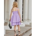thumbnail image 3 of Arshiner Girls Summer Spaghetti Strap Dresses Flowy Tiered Ruched Smocked Back Casual Beach Midi Sundress, 3 of 6