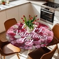 thumbnail image 3 of Valentine's Day Fitted Tablecloth with Elastic Edged, Round Table Cloth for Dining Table, Colorful Roses Floral Romantic Rustic Waterproof Oil Proof Table Cover for Indoor Outdoor 45"-54", 3 of 8