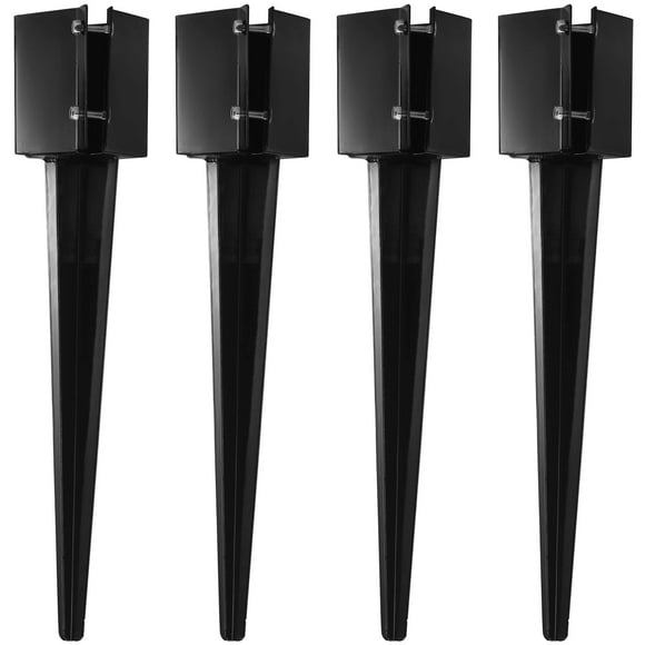 CRIZTA 4 Pcs 36" Heavy Duty 4x4 Fence Post Anchor Ground Spike Metal Black Powder Coated - Mailbox Post Anchors. Length: 36 inches, Outer Dimension: 4” x 4” (Fit 3.5” x 3.5” Square Wood Post)