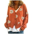 thumbnail image 1 of 2025 Women's Cardigan Sweater Classic Work Casual Tops Crew Neck Button Collar Open Back Sweaters Knit Front Open, 1 of 4