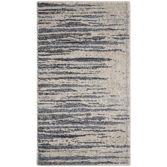 Nourison Home Moroccan Celebration Abstract Stripe Area Rug Blue/Beige 2'2" x 3'9"