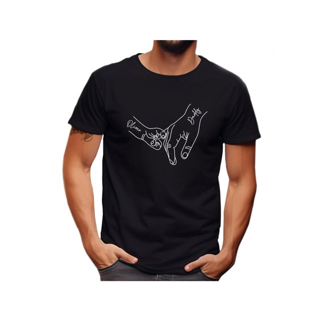 Custom Dad With Kids Fist Bump T-Shirt with Kids Names, Baby Announcement Tee Gift Personalized Dad Est 2024 T-Shirt (Fist Bump-2), Casual Sporty Tee, Summer Gifts
