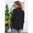 thumbnail image 4 of SHOWMALL Cardigans Légers Décontractés pour Femmes, devant Ouvert, Doux, Manches 3/4 Drapées, Taille US Grand, Noir, 4 of 13