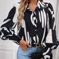 thumbnail image 1 of Camisa Superior Blusas femeninas Tops Casual Impreso Elegante Cómodo Turndown Collar Streetwear Traje Cgtredaw Negro L para Mujer, 1 of 7