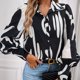 thumbnail image 1 of Camisa Superior Blusas femeninas Tops Casual Impreso Elegante Cómodo Turndown Collar Streetwear Traje Ygjytge Xl Negro para Mujer, 1 of 6