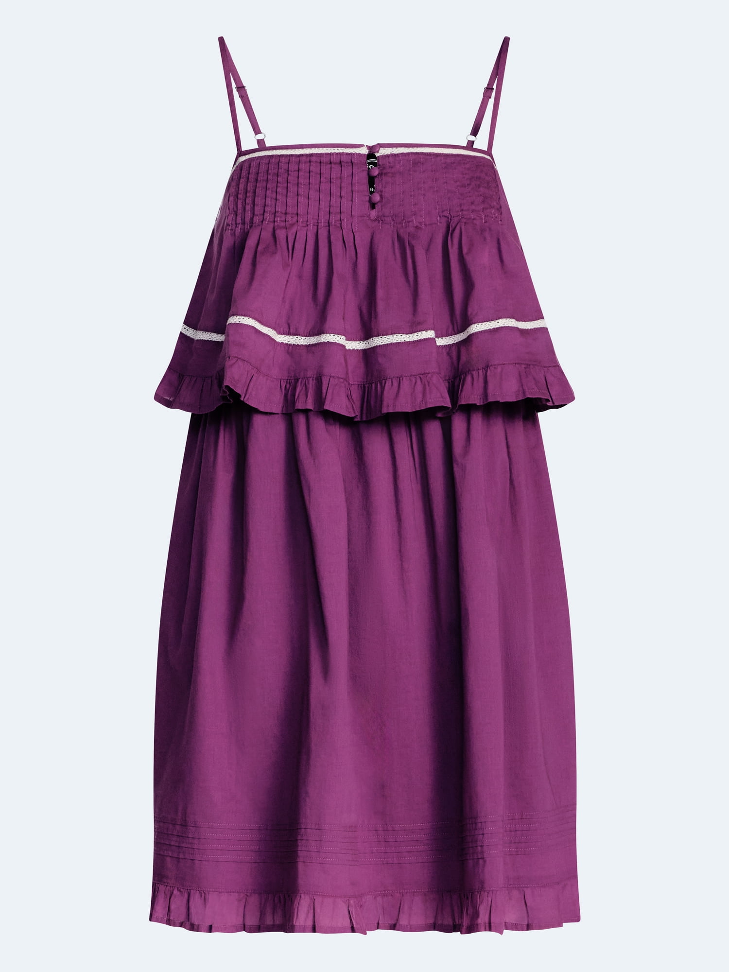 Scoop Women’s Flowy Cotton Mini Dress with Lace Trim, Sizes XS-XXL
