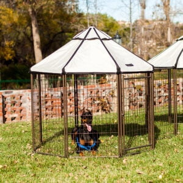 Pet Gazebo Indoor Outdoor Dog Kennel Play Pen with Waterproof Market-Top Cover, Beach Sand, 5-ft