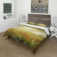 thumbnail image 1 of Designart 'Wild Poppies on Cloudy Background' Rustic Bedding Set - Duvet Cover & Shams, 1 of 4