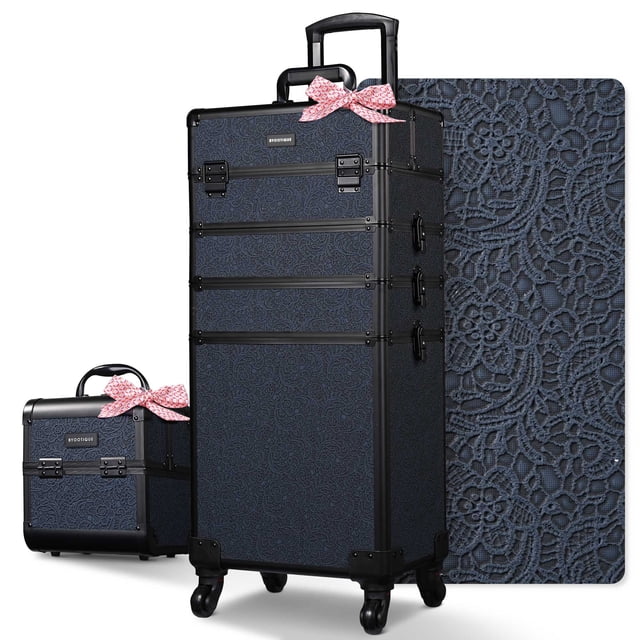 Byootique Makeup Train Case Trolley w/ Cube Case Cosmetic Organizer Rococo