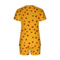 thumbnail image 7 of Women's Pajamas Sets Short Sleeve Lounge Sets Sleepwear Heart T-Shirts Shorts Casual Two Piece Pjs Set, M, 7 of 7