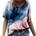 thumbnail image 2 of Mode Femmes Impression Casual V-Cou Manches Courtes T-shirt en Vrac Tops Marbre Impression Femmes Tops Gradient Couleur Femmes Tops, 2 of 4