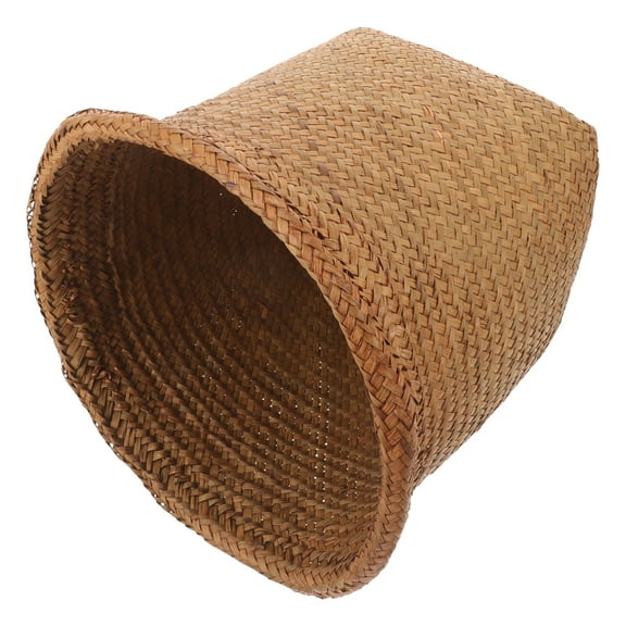 SEWCHICS Bedroom Wastebasket Woven Storage Basket Cattail Stem or Leaf 1Set