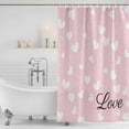 thumbnail image 3 of Valentines Day Shower Curtain, Waterproof Shower Curtains for Bathroom, Pink White Love Hearts Romantic Washable Fabric Bathtub Curtain Set Bath Decor with 12 Hooks Long 72"x84", 3 of 8