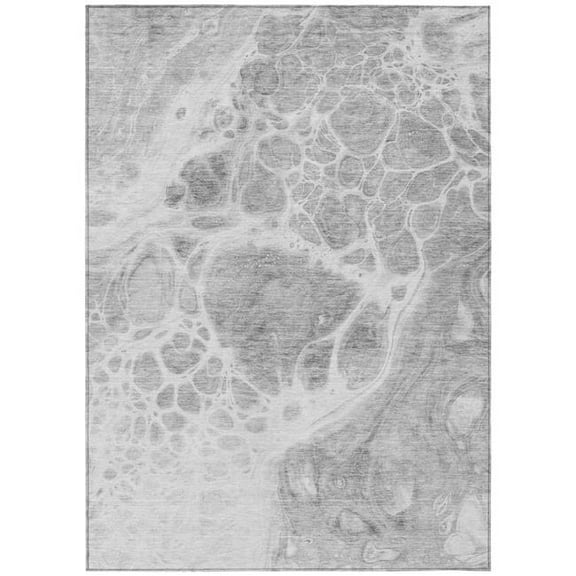 HomeRoots 581508 10 x 14 ft. Nautical Washable Indoor & Outdoor Rectangle Area Rug, Gray, Silver & Ivory