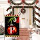 thumbnail image 1 of Bandera de jardín con letras de árbol de Navidad de El Grinch, diseño de mano con dibujos animados, decoración exterior vertical de doble cara, bandera con iniciales de apellido familiar, decoraciones, 1 of 4