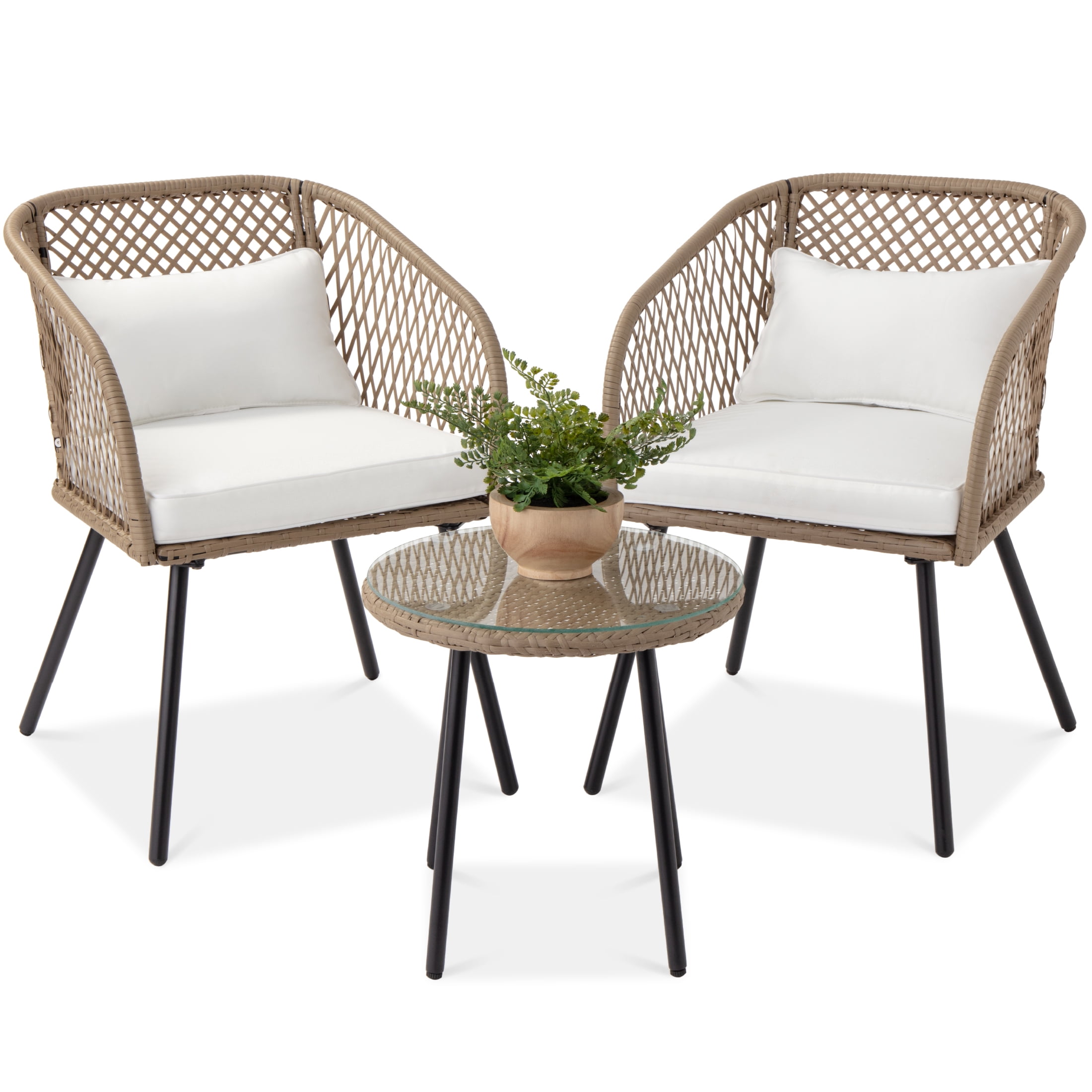 Best Choice Products 3Piece Outdoor Wicker Bistro Set Patio Chat