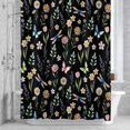 thumbnail image 2 of Spring Flowers Shower Curtain for Bathroom, Watercolor Pink White Floral Leaf Butterfly Dragonfly Black Waterproof Cloth Fabric Bathroom Accessories Set with 12 Rust Proof Plastic Hooks, 66"x72", 2 of 9