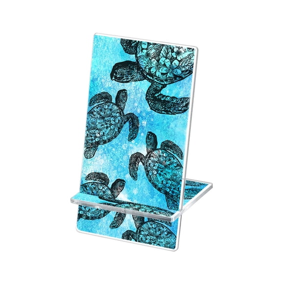 WIRESTER Portable Phone Holder, Acrylic Cell Phone Stand for Smartphones Compatible with iPhone Samsung Galaxy Phone - Ocean Sea Turtles