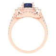 thumbnail image 4 of 1.8 ct Brilliant Round Cut Blue Sapphire 18K Rose Gold Halo Solitaire with Accents Engagement Bridal Wedding Ring Band Set size 8, 4 of 7