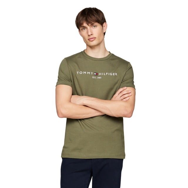 Camiseta Tommy Hilfiger con logotipo bordado para hombre, 100% algodón
