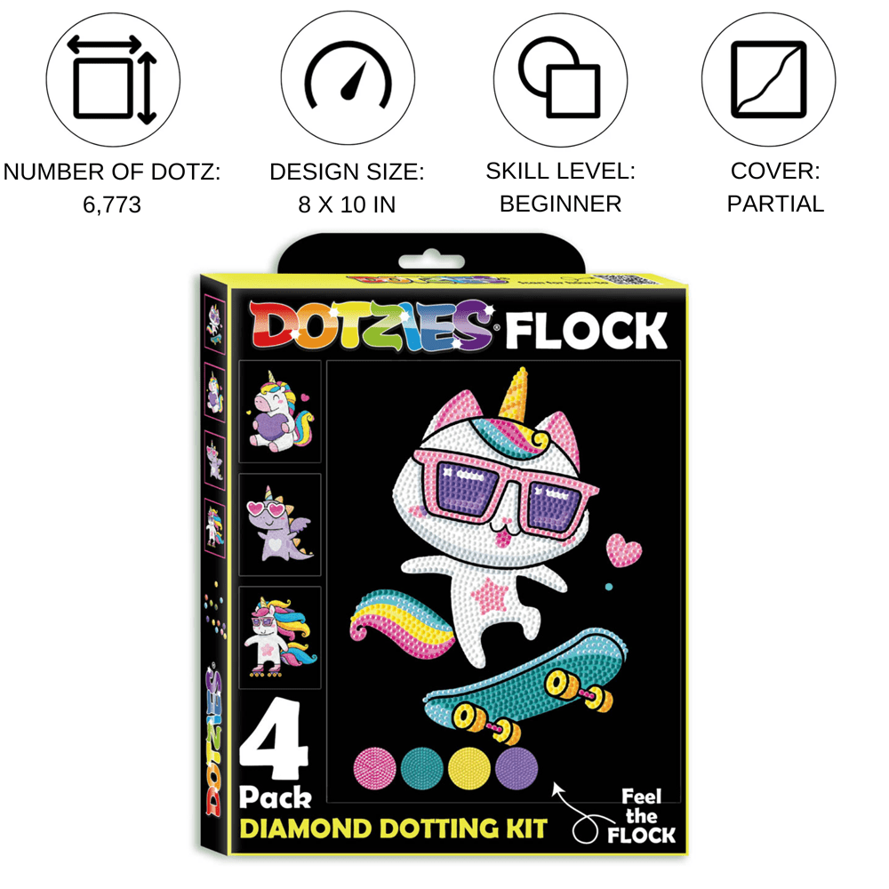 Diamond Dotz Neon Flock Unicorns Diamond Painting Kits for Adults - Colorful Diamond Art Kits a Relaxing Creative Craft Kit with Dotz Gems 10x8