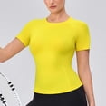 thumbnail image 6 of Avtoify Women's Casual Fashion Solid Color Sport Side Sheer Round Neck Short Sleeve Top Women's Top, 6 of 6