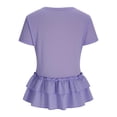 thumbnail image 5 of YUGYXL Women's Short Sleeve Peplum Top Ruffled Hem Crew Neck Casual Cute Summer Blouse Solid Color Loose Fashion Tunics Purple XXL, 5 of 9