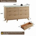 thumbnail image 4 of OKD Fluted 6 Drawers Dresser, 54" Wide Modern Chest of Drawers with Faux Marble Top, Wood Drawer Organizer for Bedroom, Living Room, Hallway, Natural Oak, 4 of 9