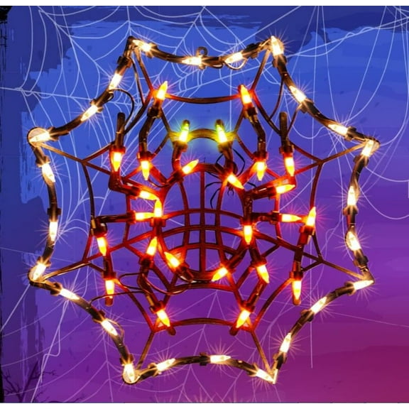 12.8" Halloween Decorations Window Silhouette Holiday Displays, Light Up Halloween Window Lights, Lighted Cobweb for Party Home Tabletop Halloween Ornamet (Halloween Cobweb)