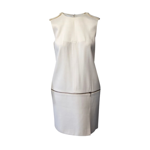 Pre-Owned Alexander McQueen Shift Dress in White Rayon