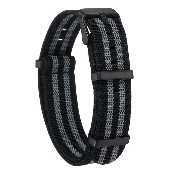 Uxcell Elastic Nylon Watch Band 18mm One-Piece French Watch Strap Waterproof Replacement Wristwatch Strap with Black Buckle for Men Women, Black/Grey