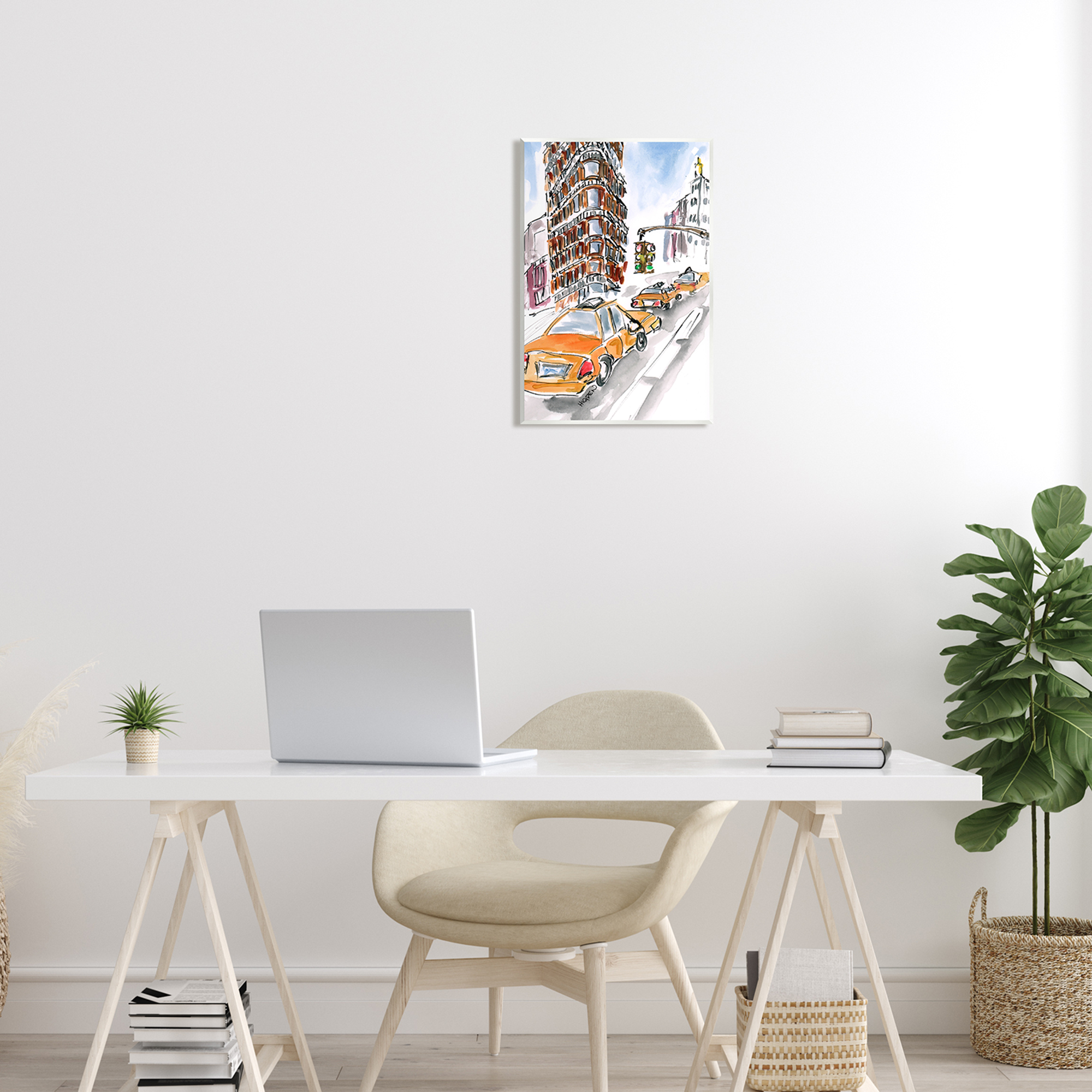 Stupell Industries City Taxis Modern Painting Town & City Painting Unframed Art Print Wall Art